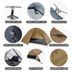 Сверхлегкая одноместная палатка NATUREHIKE, идеальная для пешего туризма и путешествий