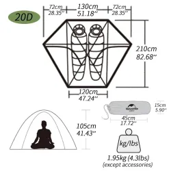 NATUREHIKE Cloud Peak: Tenda ringan untuk 2 orang untuk hiking dan berkemah