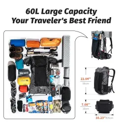 Походный рюкзак NATUREHIKE 60+5 л: просторный и водонепроницаемый